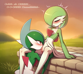 anthro cunnilingus duo eyes_closed female field looking_up male male/female oral orgasm outside sex shaking sitting sunset text tremble_spikes trembling vaginal lightning7 nintendo pokemon gallade gardevoir generation_3_pokemon generation_4_pokemon pokemon_(species) absurd_res hi_res