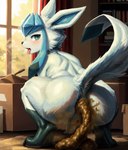 anatomically_correct anatomically_correct_anus anatomically_correct_genitalia anatomically_correct_pussy anthro anus crouching eeveelution fart fart_fetish feces female fur gaping gaping_anus generation_4_pokemon genitals glaceon hi_res looking_at_viewer pokemon_(species) pussy rear_view scat solo spread_legs spreading