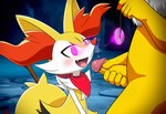anthro ascot bodily_fluids cave clothed clothing erection female fur genital_fluids genitals humanoid_genitalia humanoid_penis hypnosis imminent_sex looking_at_another male male/female mind_control penile penis saliva sex solo spiral_eyes yellow_body yellow_fur stressedout nintendo pokemon braixen generation_1_pokemon generation_6_pokemon hypno_(pokémon) pokemon_(species)