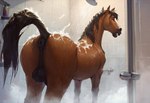 animal_genitalia animal_penis anus balls bestiality big_penis bodily_fluids brown_body butt equine_penis feral fur genitals male penis presenting presenting_anus puffy_anus raised_tail shower shower_room showering solo solo_focus wet wet_balls wet_body wet_fur wet_penis dino2k equid equine horse mammal