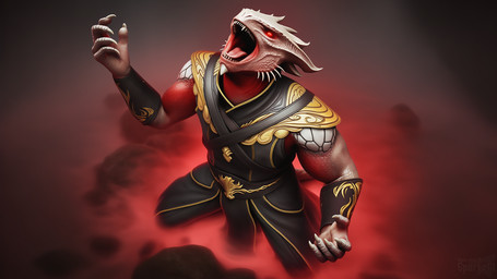 anthro armor biped claws clothed clothing glowing glowing_eyes horn kneeling male male_anthro muscular mythology open_mouth red_eyes scales solo teeth telegram telegram_logo text tongue sergalbutt baldur's_gate dungeons_and_dragons the_dark_urge dragon dragonborn_(dnd) mythological_creature mythological_scalie scalie 16:9 director_name hi_res signature url widescreen
