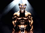 abs anthro breathing clothing dramatic_lighting glowing glowing_eyes light male muscular muscular_anthro muscular_male nipples obliques pecs solo solo_focus studio thong underwear kludgecopter_(director) cougar felid feline mammal mountain_lion animated hi_res lighting webm