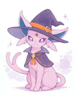 clothing female feral fur hat headgear headwear paws smile smiling_at_viewer smoke solo video_games witch_hat anonymous_director nintendo pokemon eeveelution espeon generation_2_pokemon pokemon_(species) absurd_res hi_res