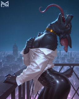 anthro athletic bedroom_eyes black_body black_fur bodily_fluids bottomwear choker city city_background city_skyline clothed clothing collar ear_piercing ear_ring fangs fur half-closed_eyes head_back jewelry leather leather_bottomwear leather_clothing leather_pants lidded_eyes light long_tongue looking_at_viewer male narrowed_eyes necklace night nipples open_mouth pants pecs piercing presenting provocative ring_piercing saliva seductive shirt smile solo tongue tongue_out topwear tuft undressing notte bat mammal microbat phyllostomid vampire_bat yangochiropteran absurd_res detailed hi_res shaded soft_shading