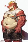 anthro areola belly_tattoo bulge dragon hi_res male moobs muscular_arms nipples overweight overweight_male solo tattoo womb_tattoo zhuzhu75