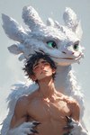 anthro dragoness duo embrace female feral from_front_position green_eyes hug human_on_anthro interspecies larger_anthro larger_female light looking_pleasured male male/female mythology nude size_difference smaller_human smaller_male tall tall_female taller_female white_body extravirginweaseloil how_to_train_your_dragon nubless dragon human light_fury mammal mythological_creature mythological_scalie scalie western_dragon hi_res
