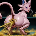 anatomically_correct anatomically_correct_anus anatomically_correct_genitalia anatomically_correct_pussy angry anus breasts eeveelution espeon feces female feral frown fur gaping gaping_anus gaping_pussy generation_2_pokemon genitals looking_down low-angle_view medium_breasts nipples pokemon_(species) pussy scat scowl solo spread_legs spreading steaming_saliva tongue tongue_out