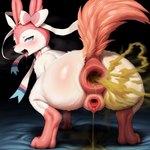 anatomically_correct anatomically_correct_anus anatomically_correct_genitalia anatomically_correct_pussy angry animal_focus anus crouching eeveelution fart fart_fetish female feral frown fur gaping gaping_anus gaping_pussy generation_6_pokemon genitals looking_at_viewer pink_tail pokemon_(species) pussy rear_view scowl solo spread_legs spreading sylveon