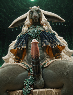 accessory animal_genitalia animal_penis anthro balls bedroom_eyes big_balls biped body_hair bottomwear clothed clothing ear_piercing ear_ring equine_penis erection flared_penis front_view fur genitals green_background green_body green_fur grey_body grey_fur hair hand_behind_head horn jewelry kneeling loincloth long_ears long_hair looking_at_viewer male narrowed_eyes necklace penis penis_tip photorealism piercing presenting realistic realistic_fur realistic_lighting ring_piercing seductive sheath simple_background smile smirk solo spread_legs spreading teal_eyes white_hair purrfectlyai nintendo the_legend_of_zelda rauru bovid caprine goat mammal zonai absurd_res hi_res