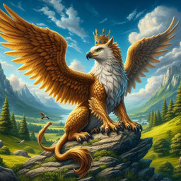 ambiguous_gender beak brown_body brown_feathers claws cloud crown feathers feral forked_tail grass green_eyes plant rock sky solo tree unusual_anatomy unusual_tail white_body white_feathers wings val_the_sergal avian gryphon mythological_avian
