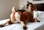 animal_genitalia animal_pussy bed bedroom brown_body caprine_pussy female feral furniture genitals looking_back lying lying_on_bed on_bed pink_pussy pussy solo mare_fan_ultimate bovid caprine goat mammal hi_res