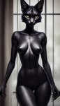 anthro areola black_body black_fur breasts felid female fur genitals lurktime_(director) mammal nipples nude pussy realistic solo