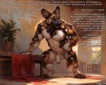 african_wild_dog anthro balls blue_eyes canid canine flaccid genitals humanoid_genitalia humanoid_penis kaleb male mammal muscular muscular_male nude penis smile smiling_at_viewer solo text wetfur_(director)