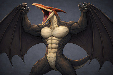 abs anthro athletic athletic_anthro athletic_male beak biceps claws male muscular muscular_anthro muscular_male nude open_beak open_mouth pecs prehistoric_species solo tail toned-muscles wings birdovo lizard pteranodon pteranodontid pterosaur reptile scalie
