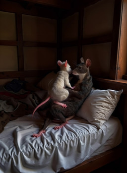 anthro barely_visible_genitalia barely_visible_pussy bed clothing discarded_clothing duo embrace female female_on_top furniture genitals hand_on_chest hug kissing larger_male lying male male/female mouse_ears mouse_paws mouse_tail nude on_back on_top pussy realistic realistic_fur realistic_lighting semi-anthro size_difference smaller_female window zabern mammal mouse murid murine rodent absurd_res animated hi_res webm