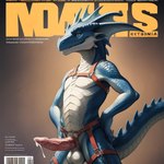 anthro balls bdsm bodily_fluids bondage bound cum genital_fluids genitals harness leaking_cum male muscular penis presenting presenting_penis scales slim smile solo vein veiny_penis cellz55 kobold scalie cover magazine_cover