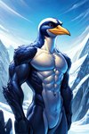 abs antarctica anthro athletic athletic_anthro athletic_male beak biceps black_body feathers male muscular muscular_anthro muscular_male navel nude pecs solo triceps white_body birdovo avian bird penguin hi_res