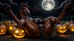 animal_genitalia animal_pussy anus equine_pussy female feral genitals halloween jack-o'-lantern lying night_sky on_back outdoors presenting pussy solo teats ruski218 equid equine mammal absurd_res hi_res