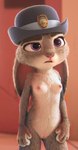 anthro breasts domesticatedmix_(model) female fur genitals grey_body grey_fur judy_hopps lagomorph leporid mammal nipples nude purple_eyes pussy rabbit solo zootopia