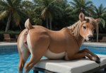 brown_body butt cervine_genitalia cervine_pussy chair clitoral_winking clitoris female feral furniture genitals looking_at_viewer looking_back on_chair pool presenting presenting_hindquarters presenting_pussy pussy realistic_feral solo mare_fan_ultimate bovid bovine mammal