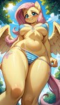 anthro bikini blush clothing female mlp shy solo swimwear wings tricksterfox fluttershy_(mlp) equid equine mammal pegasus absurd_res hi_res