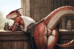 animal_genitalia anthro butt cloaca clothed clothing female genitals partially_clothed raised_tail rear_view solo hyperion lizard lizardman reptile scalie