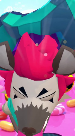 anthro brawl_stars chester_(brawl_stars) duo female human_on_anthro interspecies jester looking_at_viewer male male/female mandy_(brawl_stars) satire sora.ai standing vore vore_belly human hyaenid mammal animated hi_res short_playtime tagme webm