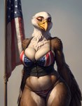 accipitrid accipitriform alex2018 anthro athletic avian bald_eagle beak bird breasts clothed clothing detailed detailed_feathers eagle feathers female hi_res looking_at_viewer navel non-mammal_breasts sea_eagle seductive simple_background smile solo swimwear