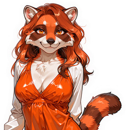 anthro artois_posting_service black_nose breasts brown_body brown_fur brown_hair cheek_tuft chest_tuft cleavage clothed clothing comfyui_(software) darkvaesdxl_whodimmedthelight_(vae) facial_tuft female fur glistening hair illustrioussnafusuper_(model) inner_ear_fluff long_hair looking_at_viewer markings myslrvae_v10_(vae) nai-diffusion-furry-3_(model) orange_body orange_eyes orange_fur orange_hair ponystandardvae_v10_(vae) realesrgan_x4plus_(upscaler) shirt simple_background smile solo striped_markings striped_tail stripes tail tail_markings topwear tuft whiskers white_background white_body white_fur crashbandit mammal procyonid raccoon digital_media_(artwork) half-length_portrait portrait prompt_metainfo