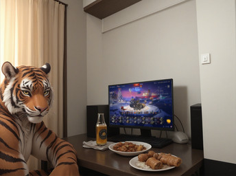 alcohol anthro beer beverage computer food looking_at_viewer male solo yellow_eyes stripedwatermelon world_of_tanks felid mammal pantherine tiger hi_res meme
