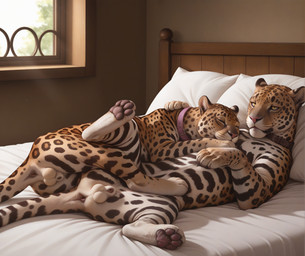 animal_genitalia anus balls bed bedroom collar cuddling duo embrace eyes_closed feline_balls feline_genitalia feline_sheath feral feral_on_feral fully_sheathed furniture genitals hug inside lying male male/male on_back on_side pawpads paws sheath sleeping window cayuse felid feline jaguar mammal pantherine hi_res