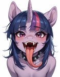 fangs female feral mlp solo tongue tongue_out tricksterfox flutterbat_(mlp) fluttershy_(mlp) twilight_sparkle_(mlp) bat_pony equid mammal hi_res