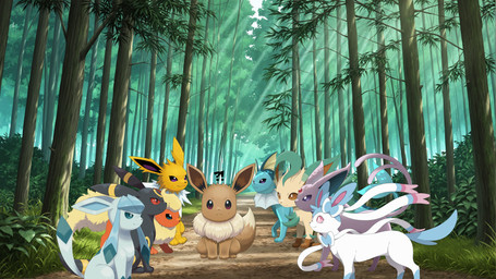 3_toes ambiguous_gender black_body black_sclera blue_body blue_sclera bow_(anatomy) day exclamation_point feelers feet feral forest fur group light long_ears long_tail looking_at_another multicolored_body neck_tuft orange_body paws pink_sclera plant purple_body purple_sclera question_mark red_sclera sitting smile standing sunlight tan_body toes tree tuft white_body yellow_body yiff_ai_(director) nintendo pokemon eevee eeveelution espeon flareon generation_1_pokemon generation_2_pokemon generation_4_pokemon generation_6_pokemon glaceon jolteon leafeon pokemon_(species) shiny_pokemon sylveon umbreon vaporeon absurd_res hi_res