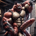 abs anthro armpit_hair balls big_balls big_muscles big_penis body_hair crypto_botany erection fur generation_7_pokemon genitals hand_behind_head hi_res huge_balls huge_muscles huge_penis humanoid_genitalia hyper hyper_genitalia hyper_penis incineroar male muscular muscular_anthro muscular_male nipples nude pecs penis pokemon_(species) solo solo_focus vein veiny_arm veiny_muscles veiny_penis