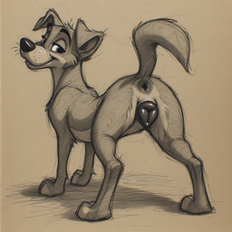 animal_genitalia animal_pussy anus butt canine_genitalia canine_pussy female feral genitals looking_at_viewer presenting presenting_anus presenting_hindquarters presenting_pussy pussy solo toony canid canine mammal sketch