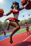 anthro athletic athletic_female biceps black_hair bottomwear brown_eyes cheerleader cheerleader_outfit clothing dark_brown_fur female fur hair miniskirt multicolored_body multicolored_fur muscular muscular_anthro muscular_female paws pom_poms round_ears school skirt solo track_and_field triceps two_tone_body two_tone_fur hellapoc deni lutrine mammal mustelid