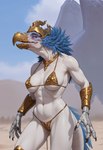 anthro bikini bikini_top clothing female gold_(metal) gold_jewelry hammer jewelry necklace solo swimwear tools warhammer warhammer40k warhammer_fantasy lizzie_addams tzeentch avian demon hi_res