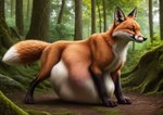 ambiguous_gender belly big_belly brown_eyes canid canine feral fox fur i89323 mammal orange_body orange_fur quadruped realistic_fur solo standing tagme vore