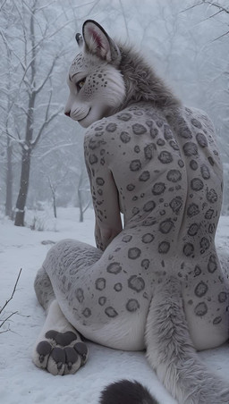 4_toes animal_ears animal_nose anthro back back_muscles barefoot big_butt biped black_nose black_pawpads body_fur butt casual_nudity claws completely_nude detailed_background digitigrade feet female female_anthro forest forest_background fur grey_body grey_fur hindpaw inner_ear_fluff leopard_spots looking_at_viewer looking_back looking_back_at_viewer markings multicolored_body multicolored_fur nature nature_background nude outside pawpads paws photorealism plant pupils realistic realistic_fur realistic_lighting rear_view sitting sitting_on_ground slit_pupils smile snout snow snow_on_branches snow_on_ground snowing soles solo spots spotted_body spotted_fur tail tail_tuft toe_claws toes tree tuft whisker_spots white_body white_fur winter yellow_eyes frrlvr felid mammal pantherine snow_leopard animated hi_res short_playtime webm