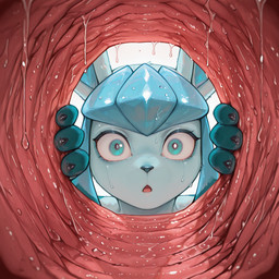 anthro close-up female fingers looking_at_viewer parted_lips solo surprise wet lucasauditore nintendo pokemon eeveelution generation_4_pokemon glaceon pokemon_(species) hi_res