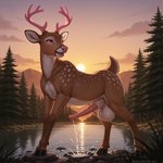 animal_genitalia animal_penis antlers bodily_fluids cervine_genitalia cervine_penis cum cumshot ejaculation feral forest forest_background genital_fluids genitals grass hooves horn male mountains nature nature_background open_mouth penis plant pond rock scut_tail short_tail solo sunset sweat sweaty_genitalia throbbing_balls throbbing_penis tongue tree water matt3985_(director) phazon cervid cervine mammal hi_res signature