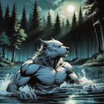 1:1 2024 anthro backlighting biceps biped black_nose canid canine canis cloud cool_colors dall-e_3 deltoids detailed detailed_background digital_drawing_(artwork) digital_media_(artwork) empty_eyes forest forest_background full_moon fur hatching_(art) hi_res lake light light_beam light_body light_fur lighting looking_aside male mammal mature_anthro mature_male monotone_body monotone_fur moon moonbeam moonlight mouth_closed muscular muscular_anthro muscular_male nature nature_background night nude nude_anthro nude_male outside partially_submerged peaceful pecs plant portrait prick_ears shaded sky snout solo splash three-quarter_view tree triceps water water_ripple were werecanid werecanine werewolf white_body white_ears white_fur wolf zenithwolf