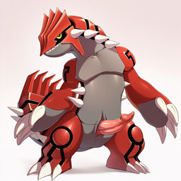 anthro claws erection genitals male penis seductive_smirk simple_background solo toe_claws white_background lightning7 nintendo pokemon generation_3_pokemon groudon legendary_pokemon pokemon_(species) hi_res