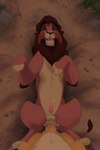 anal anal_penetration animal_genitalia animal_penis balls bodily_fluids cum cum_while_penetrated duo eyes_closed feline_penis feral genital_fluids genitals male male/male penetration penis sheath smile aicrafter kovu_(the_lion_king) felid lion mammal pantherine hi_res