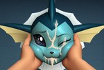 ambiguous_gender bestiality bodily_fluids cum cum_in_mouth cum_inside cum_on_face duo feral fingernails first_person_view genital_fluids holding_cheek human_on_feral interspecies looking_at_viewer low_poly male nails one_eye_closed pokephilia pov_hands simple_background tamrad nintendo pokemon eeveelution generation_1_pokemon human mammal pokemon_(species) vaporeon hi_res