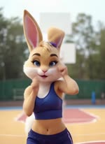 anthro female solo director_lost_moon lagomorph leporid mammal rabbit animated hi_res webm