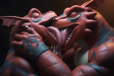 ambiguous_gender black_background bodily_fluids duo eyes_closed feral french_kissing hand_on_face hand_on_partner kissing licking male male/male mythology saliva saliva_on_tongue simple_background teeth tongue tongue_out stothemfh digimon digimon_(species) dinosaur dragon guilmon mythological_creature mythological_scalie reptile scalie animated short_playtime webm