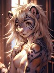 anthro breasts female fur hair looking_at_viewer nipples solo solo_focus white_hair magacitl felid mammal pantherine snow_leopard