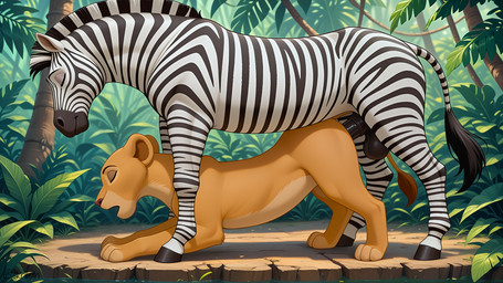 all_fours animal_genitalia animal_penis ass_up balls black_stripes countershade_face countershade_neck countershade_torso countershading day duo ears_up enjoying equine_genitalia equine_penis eyebrows eyelashes eyes_closed female feral from_behind_position fur genitals hooves jungle leaning leaning_forward light looking_pleasured male male/female mouth_closed multicolored_body nature nature_background on_bottom on_top open_mouth orange_body orange_fur paws penetration penis plant raised_tail rock sex shrub smile snout standing stripes sunlight tail tail_tuft tree tuft two_tone_body vaginal vaginal_penetration water white_body skrilleth the_lion_king nala_(the_lion_king) equid equine felid lion mammal pantherine zebra hi_res