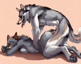 anthro big_breasts bored breast_squeeze breasts doggystyle duo expressive eyes_closed female from_behind_position fur genitals grey_body grey_fur joyful male male/female male_penetrating nude open_mouth pawpads paws penetration penis pussy raised_tail sex tail tongue tongue_out vaginal vaginal_penetration 77zack canid canine canis mammal wolf animated